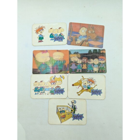 Vtg.90s set 7 Kellogg's Rugrats 3D Lenticular & pictoral Card Nickelodeon retro - Picture 1 of 13